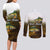 Walleye Fishing Yellow Scales Customize Name Couples Matching Long Sleeve Bodycon Dress and Long Sleeve Button Shirt Dark Gradient Water Background - Wonder Print Shop