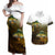 Walleye Fishing Yellow Scales Customize Name Couples Matching Off Shoulder Maxi Dress and Hawaiian Shirt Dark Gradient Water Background - Wonder Print Shop