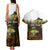 Walleye Fishing Yellow Scales Customize Name Couples Matching Tank Maxi Dress and Hawaiian Shirt Dark Gradient Water Background - Wonder Print Shop