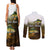 Walleye Fishing Yellow Scales Customize Name Couples Matching Tank Maxi Dress and Long Sleeve Button Shirt Dark Gradient Water Background - Wonder Print Shop