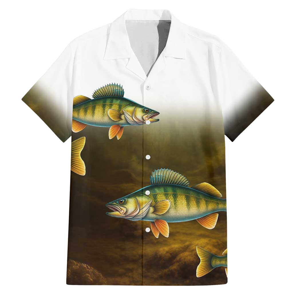 Walleye Fishing Yellow Scales Customize Name Family Matching Mermaid Dress and Hawaiian Shirt Dark Gradient Water Background - Wonder Print Shop