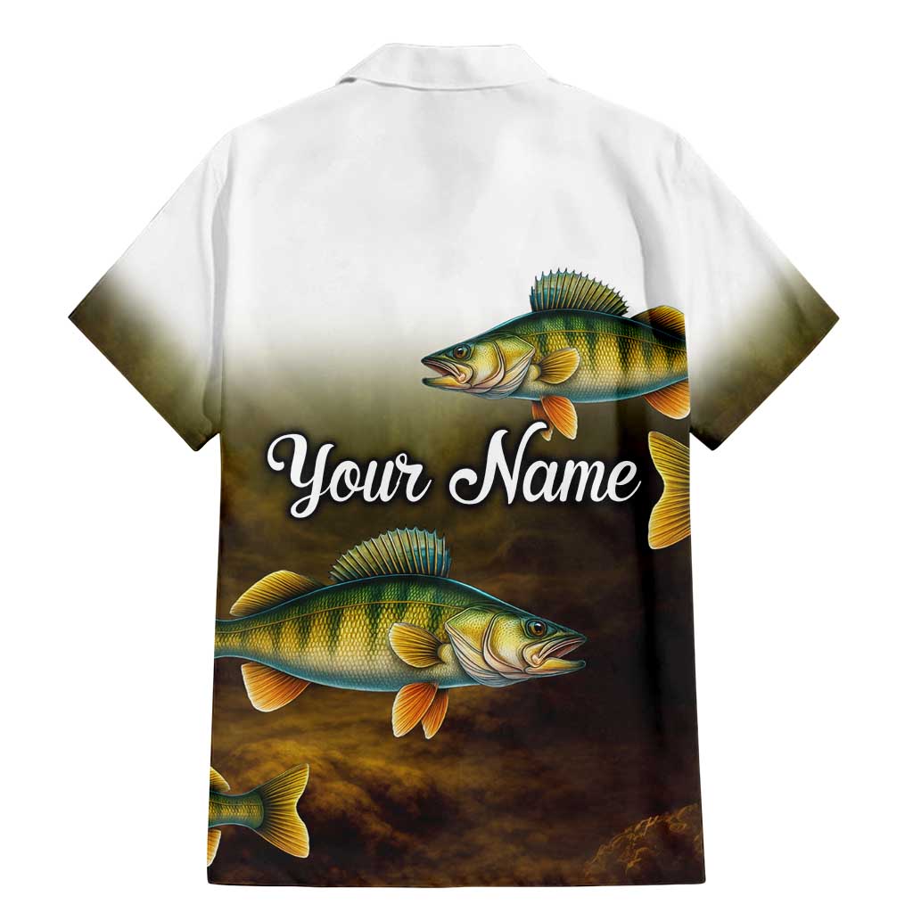 Walleye Fishing Yellow Scales Customize Name Family Matching Mermaid Dress and Hawaiian Shirt Dark Gradient Water Background - Wonder Print Shop