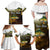 Walleye Fishing Yellow Scales Customize Name Family Matching Off Shoulder Maxi Dress and Hawaiian Shirt Dark Gradient Water Background - Wonder Print Shop