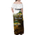 Walleye Fishing Yellow Scales Customize Name Family Matching Off Shoulder Maxi Dress and Hawaiian Shirt Dark Gradient Water Background - Wonder Print Shop