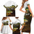 Walleye Fishing Yellow Scales Customize Name Family Matching Short Sleeve Bodycon Dress and Hawaiian Shirt Dark Gradient Water Background - Wonder Print Shop