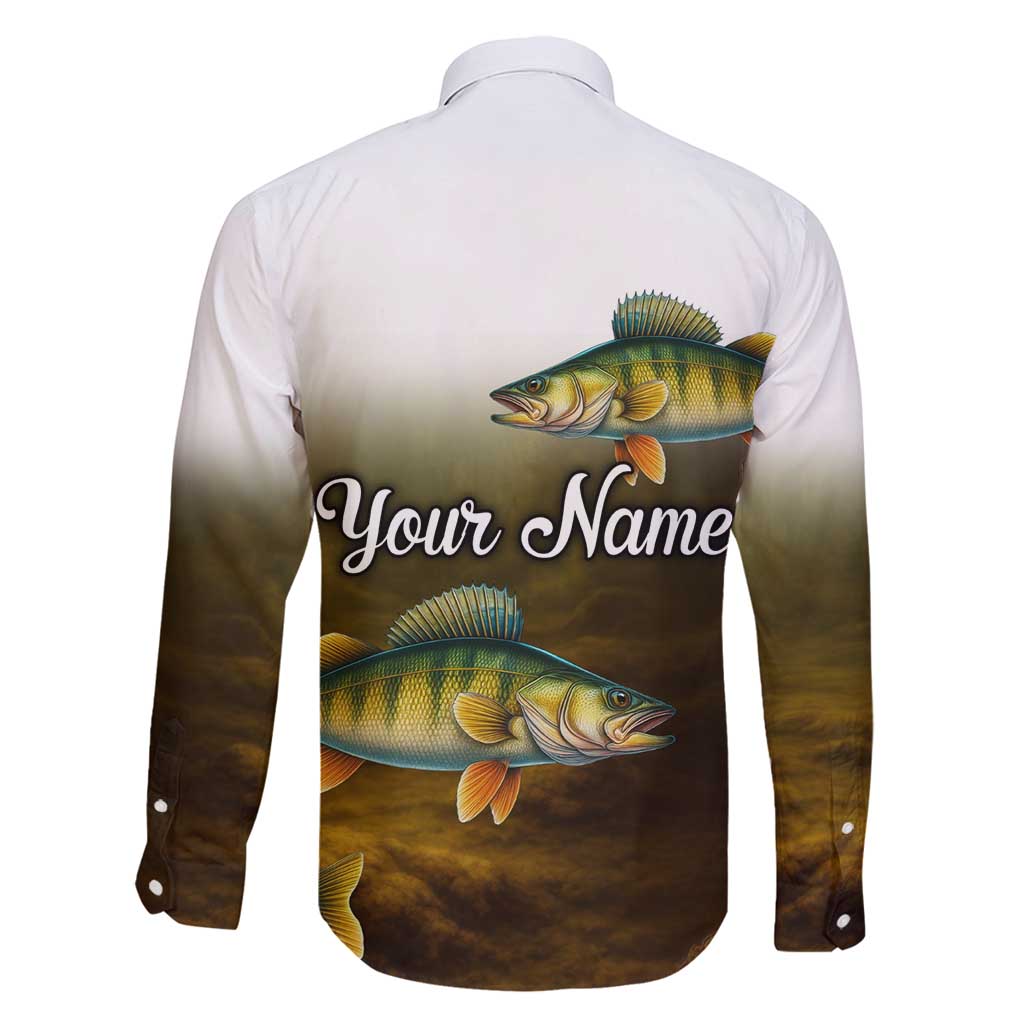 Walleye Fishing Yellow Scales Customize Name Family Matching Summer Maxi Dress and Hawaiian Shirt Dark Gradient Water Background - Wonder Print Shop