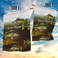 Walleye Fishing Yellow Scales Customize Name Garden Flag Dark Gradient Water Background - Wonder Print Shop