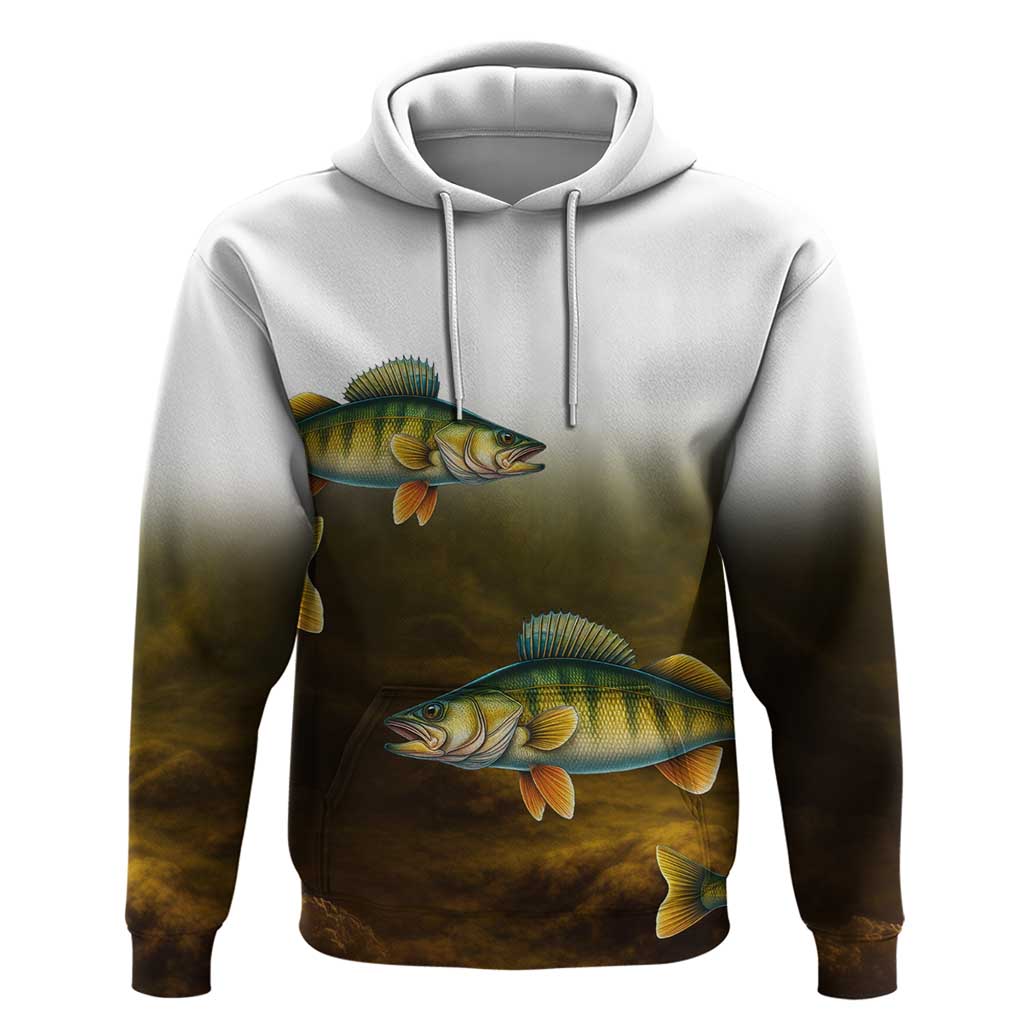 Walleye Fishing Yellow Scales Customize Name Hoodie Dark Gradient Water Background - Wonder Print Shop