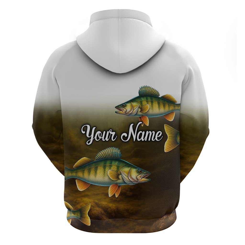 Walleye Fishing Yellow Scales Customize Name Hoodie Dark Gradient Water Background - Wonder Print Shop