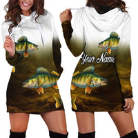 Walleye Fishing Yellow Scales Customize Name Hoodie Dress Dark Gradient Water Background - Wonder Print Shop
