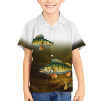 Walleye Fishing Yellow Scales Customize Name Kid Hawaiian Shirt Dark Gradient Water Background - Wonder Print Shop