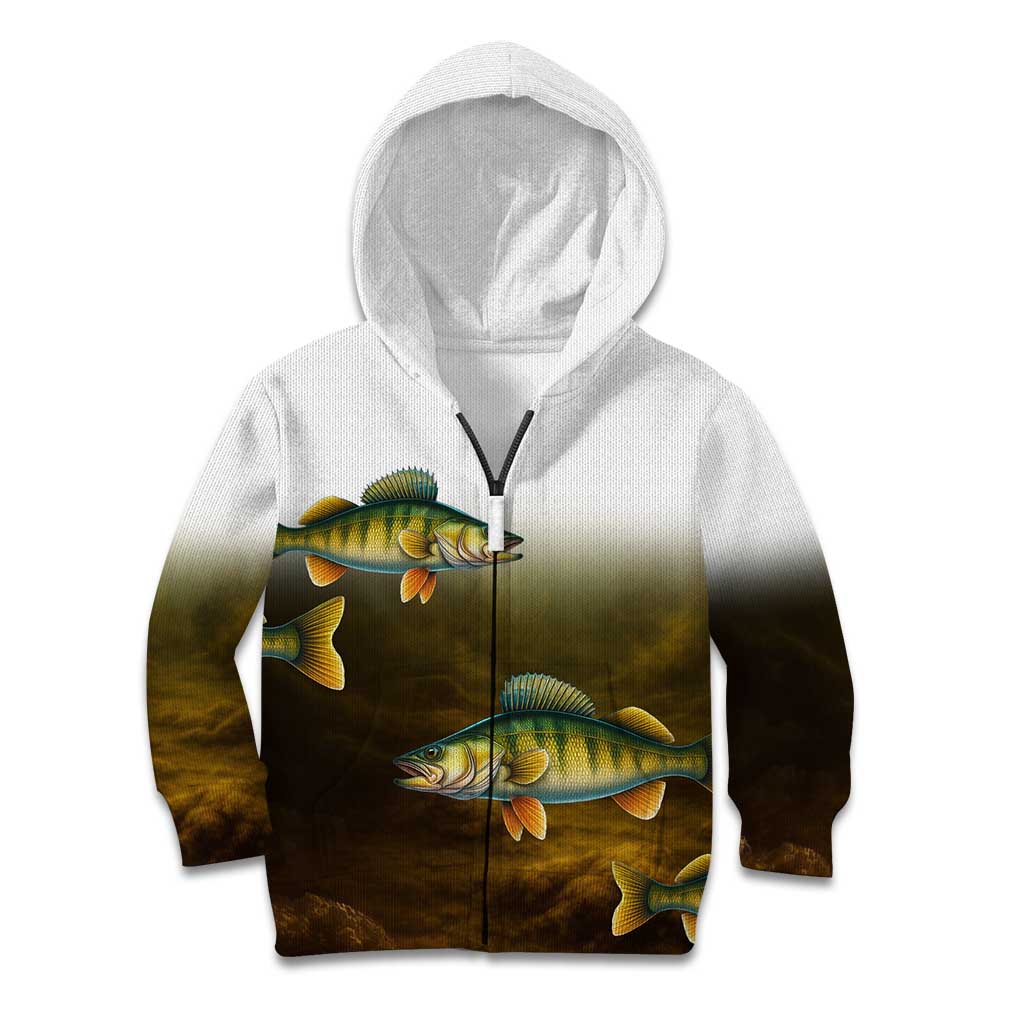 Walleye Fishing Yellow Scales Customize Name Kid Hoodie Dark Gradient Water Background - Wonder Print Shop