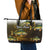 Walleye Fishing Yellow Scales Customize Name Leather Tote Bag Dark Gradient Water Background - Wonder Print Shop