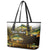 Walleye Fishing Yellow Scales Customize Name Leather Tote Bag Dark Gradient Water Background - Wonder Print Shop