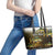 Walleye Fishing Yellow Scales Customize Name Leather Tote Bag Dark Gradient Water Background - Wonder Print Shop