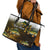 Walleye Fishing Yellow Scales Customize Name Leather Tote Bag Dark Gradient Water Background - Wonder Print Shop