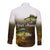 Walleye Fishing Yellow Scales Customize Name Long Sleeve Button Shirt Dark Gradient Water Background - Wonder Print Shop