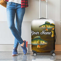Walleye Fishing Yellow Scales Customize Name Luggage Cover Dark Gradient Water Background - Wonder Print Shop