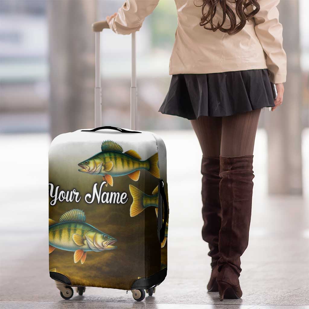 Walleye Fishing Yellow Scales Customize Name Luggage Cover Dark Gradient Water Background - Wonder Print Shop
