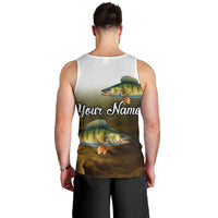 Walleye Fishing Yellow Scales Customize Name Men Tank Top Dark Gradient Water Background - Wonder Print Shop
