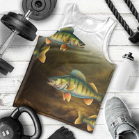 Walleye Fishing Yellow Scales Customize Name Men Tank Top Dark Gradient Water Background - Wonder Print Shop