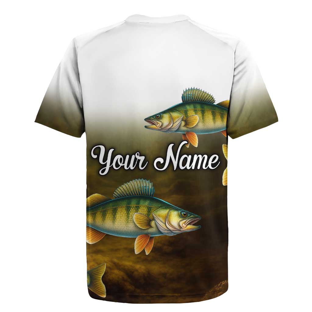 Walleye Fishing Yellow Scales Customize Name Rugby Jersey Dark Gradient Water Background - Wonder Print Shop