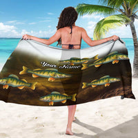 Walleye Fishing Yellow Scales Customize Name Sarong Dark Gradient Water Background - Wonder Print Shop
