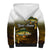 Walleye Fishing Yellow Scales Customize Name Sherpa Hoodie Dark Gradient Water Background - Wonder Print Shop