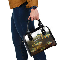 Walleye Fishing Yellow Scales Customize Name Shoulder Handbag Dark Gradient Water Background - Wonder Print Shop