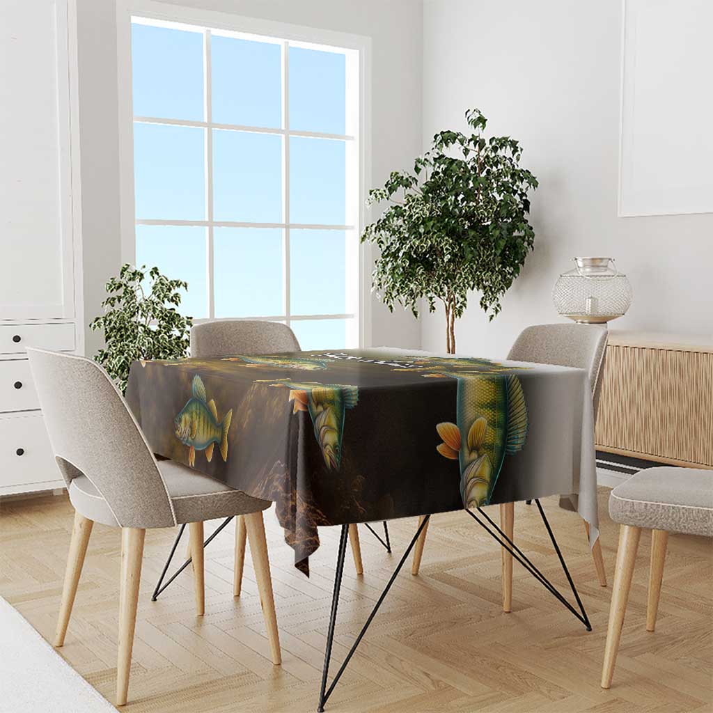 Walleye Fishing Yellow Scales Customize Name Tablecloth Dark Gradient Water Background - Wonder Print Shop