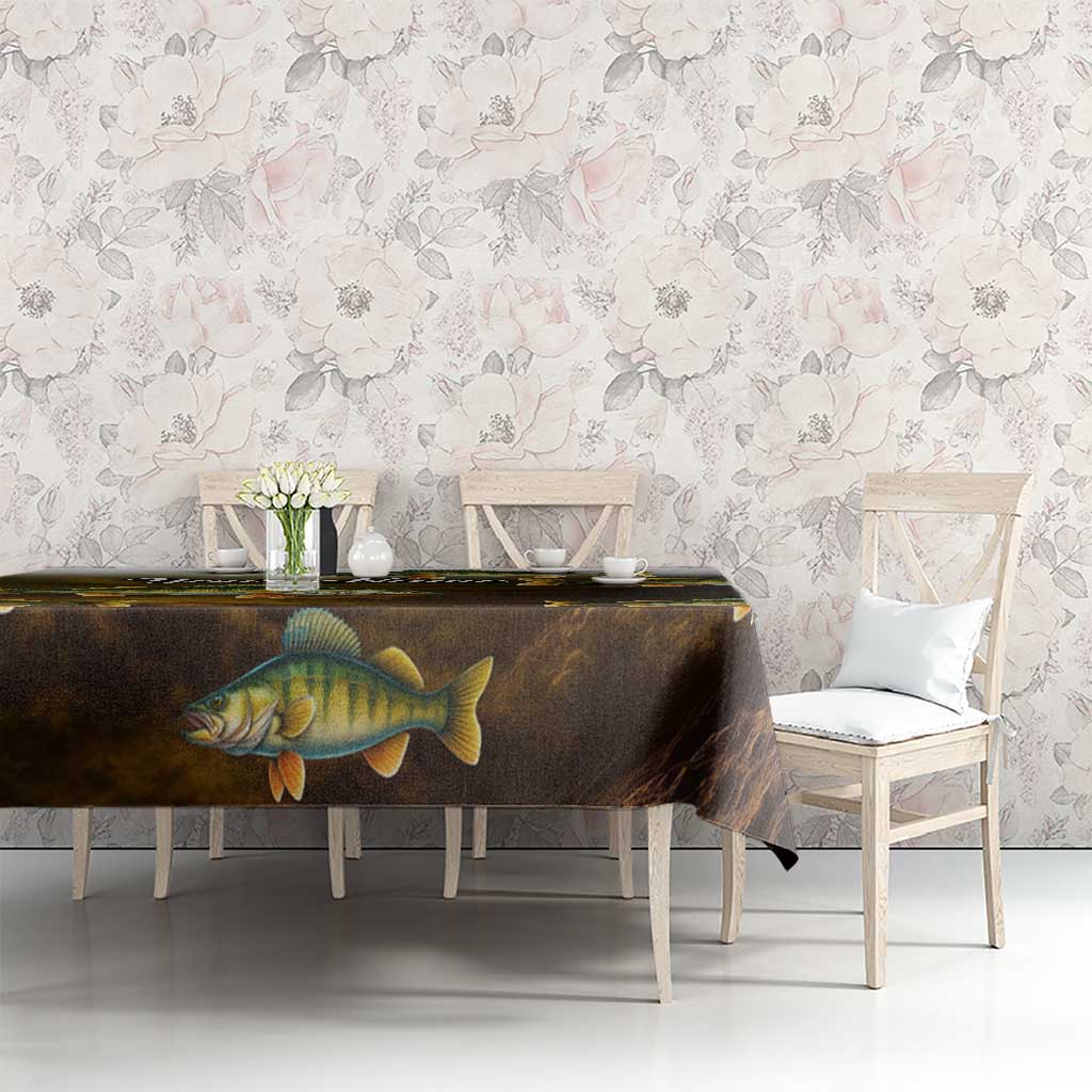 Walleye Fishing Yellow Scales Customize Name Tablecloth Dark Gradient Water Background - Wonder Print Shop