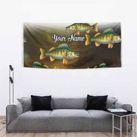 Walleye Fishing Yellow Scales Customize Name Tapestry Dark Gradient Water Background - Wonder Print Shop
