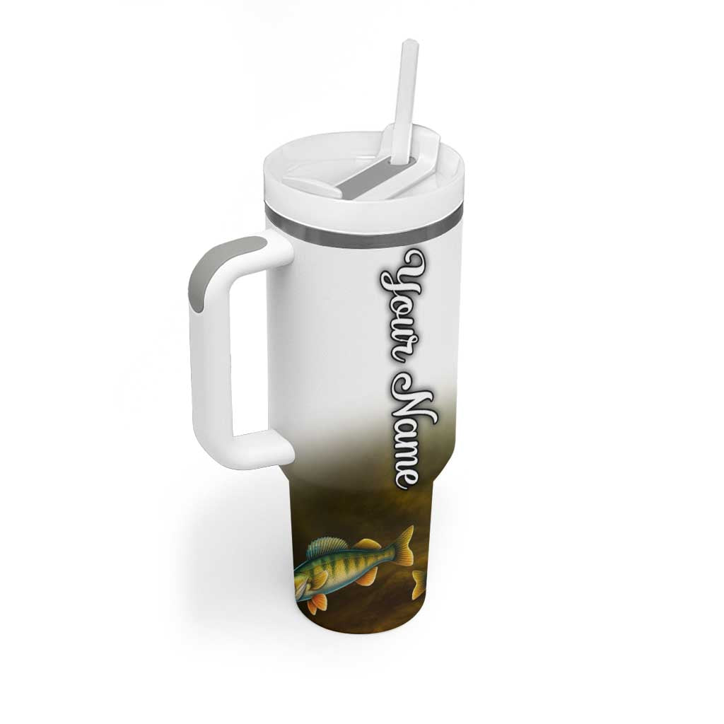 Walleye Fishing Yellow Scales Customize Name Tumbler With Handle Dark Gradient Water Background - Wonder Print Shop