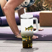 Walleye Fishing Yellow Scales Customize Name Tumbler With Handle Dark Gradient Water Background - Wonder Print Shop