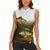Walleye Fishing Yellow Scales Customize Name Women Sleeveless Polo Shirt Dark Gradient Water Background - Wonder Print Shop