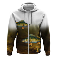 Walleye Fishing Yellow Scales Customize Name Zip Hoodie Dark Gradient Water Background - Wonder Print Shop