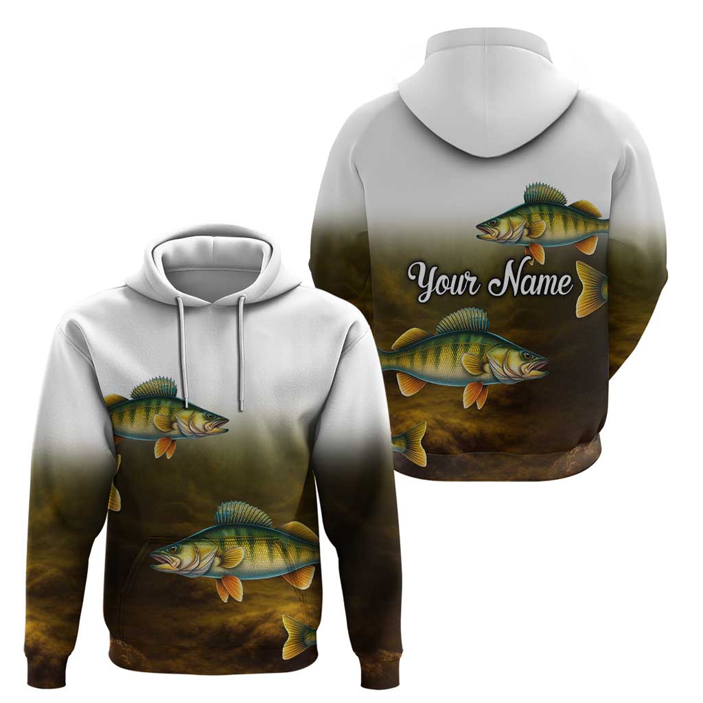 Walleye Fishing Yellow Scales Customize Name Zip Hoodie Dark Gradient Water Background - Wonder Print Shop