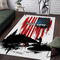 Custom Flag American Fishing Area Rug Fish Silhouette in Grunge Patriotic - Wonder Print Shop