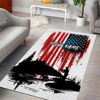 Custom Flag American Fishing Area Rug Fish Silhouette in Grunge Patriotic - Wonder Print Shop