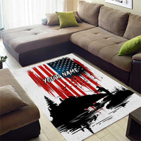 Custom Flag American Fishing Area Rug Fish Silhouette in Grunge Patriotic - Wonder Print Shop
