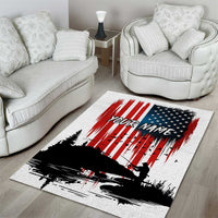 Custom Flag American Fishing Area Rug Fish Silhouette in Grunge Patriotic - Wonder Print Shop
