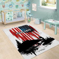 Custom Flag American Fishing Area Rug Fish Silhouette in Grunge Patriotic - Wonder Print Shop