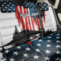 Custom Flag American Fishing Back Car Seat Cover Fish Silhouette in Grunge Patriotic - Wonder Print Shop