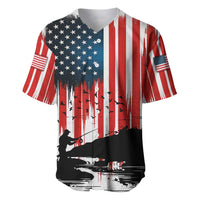Custom Flag American Fishing Baseball Jersey Fish Silhouette in Grunge Patriotic - Wonder Print Shop