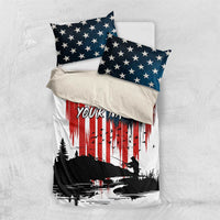 Custom Flag American Fishing Bedding Set Fish Silhouette in Grunge Patriotic - Wonder Print Shop
