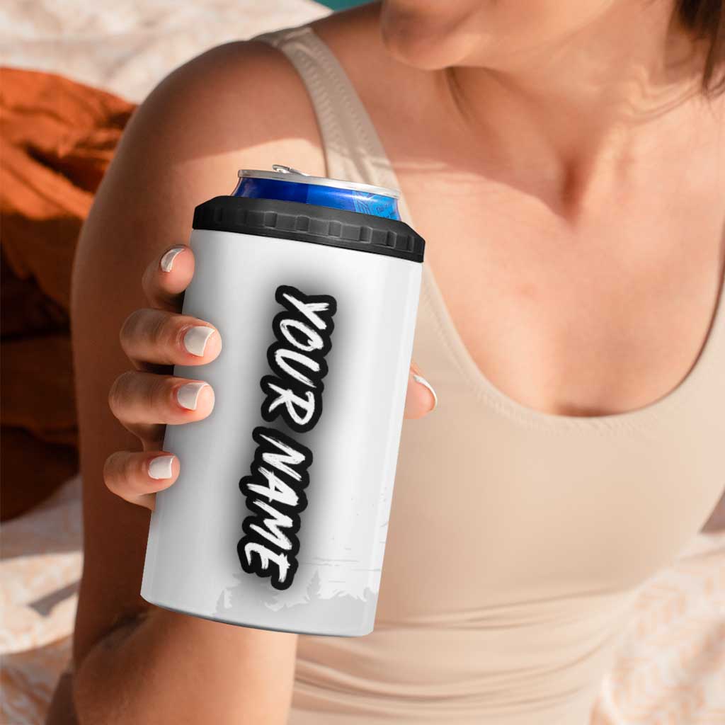 Custom Flag American Fishing 4 in 1 Can Cooler Tumbler Fish Silhouette in Grunge Patriotic - Wonder Print Shop