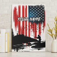 Custom Flag American Fishing Canvas Wall Art Fish Silhouette in Grunge Patriotic - Wonder Print Shop