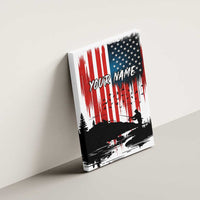 Custom Flag American Fishing Canvas Wall Art Fish Silhouette in Grunge Patriotic - Wonder Print Shop