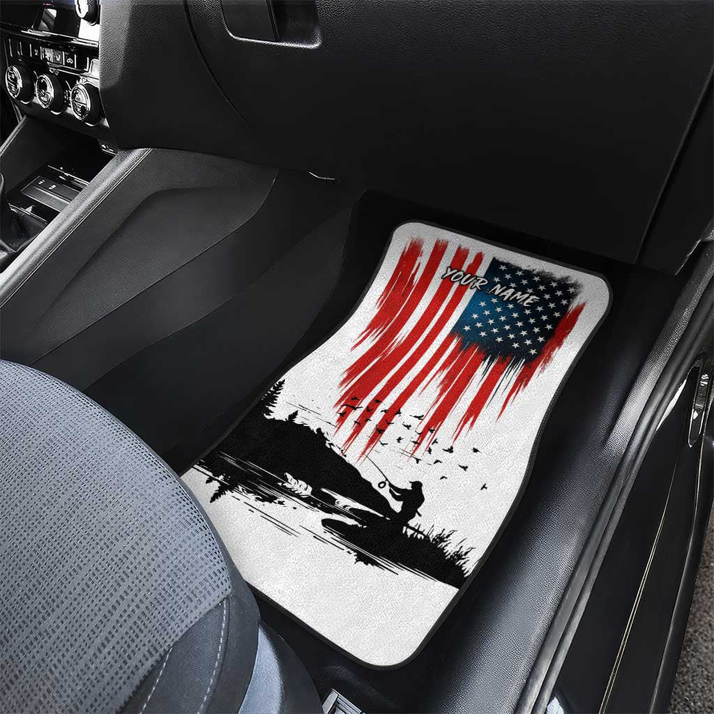 Custom Flag American Fishing Car Mats Fish Silhouette in Grunge Patriotic - Wonder Print Shop