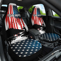 Custom Flag American Fishing Car Seat Cover Fish Silhouette in Grunge Patriotic - Wonder Print Shop